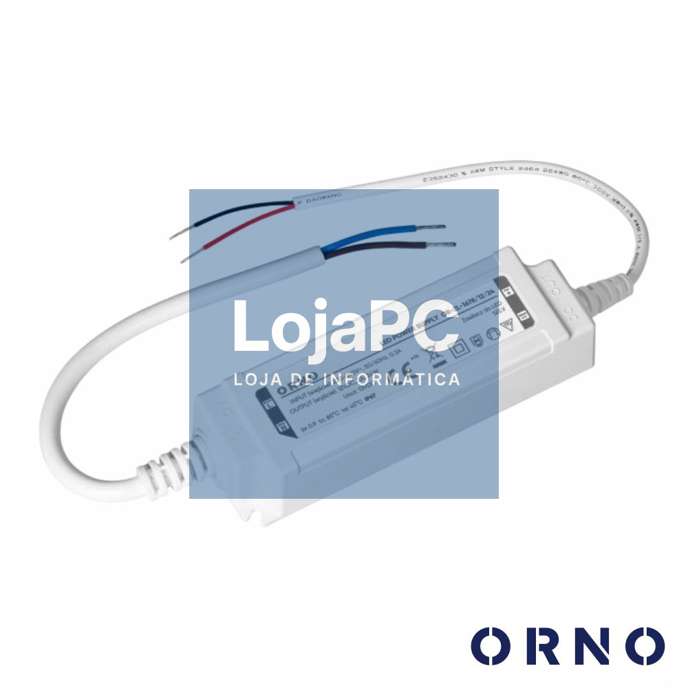 Fonte de Alimentação P/ Fitas LED 12V 24W 2A IP67 ORNO