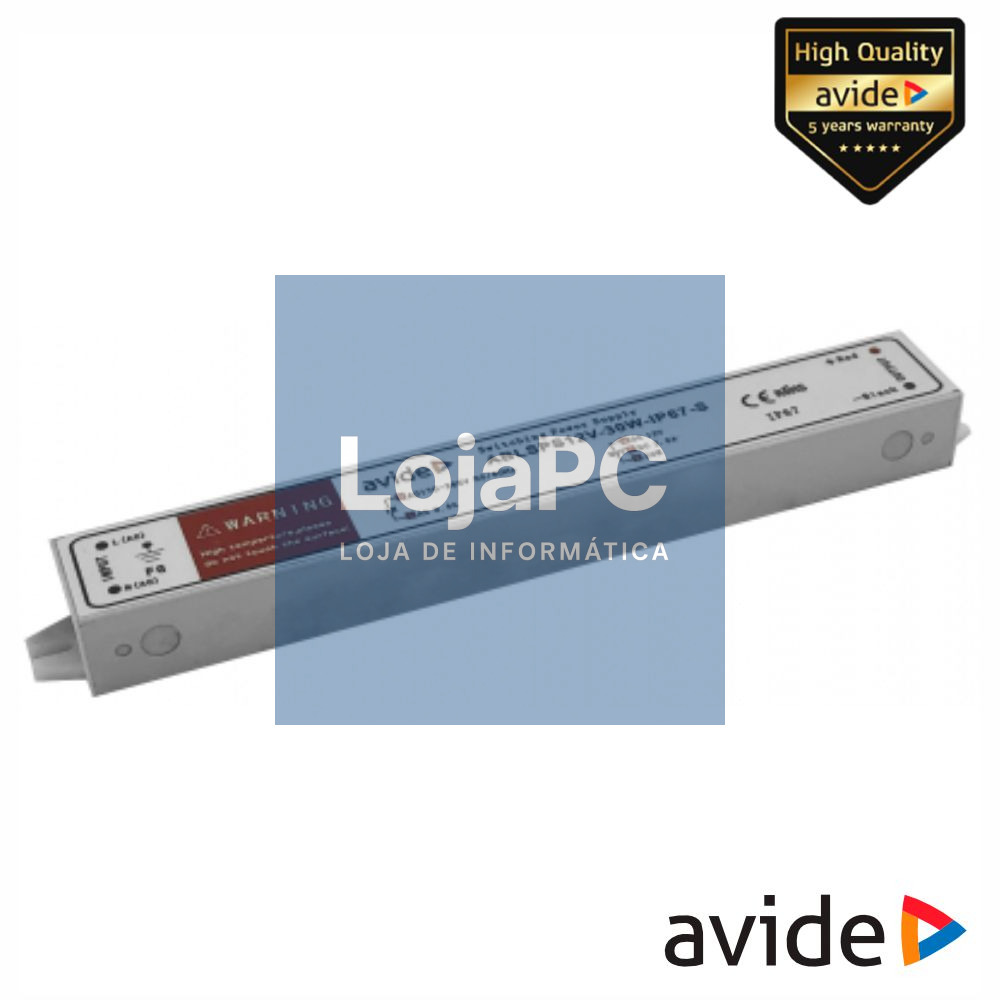 Fonte de Alimentação P/ Fitas LED 12V 30W 2.5A IP67 AVIDE