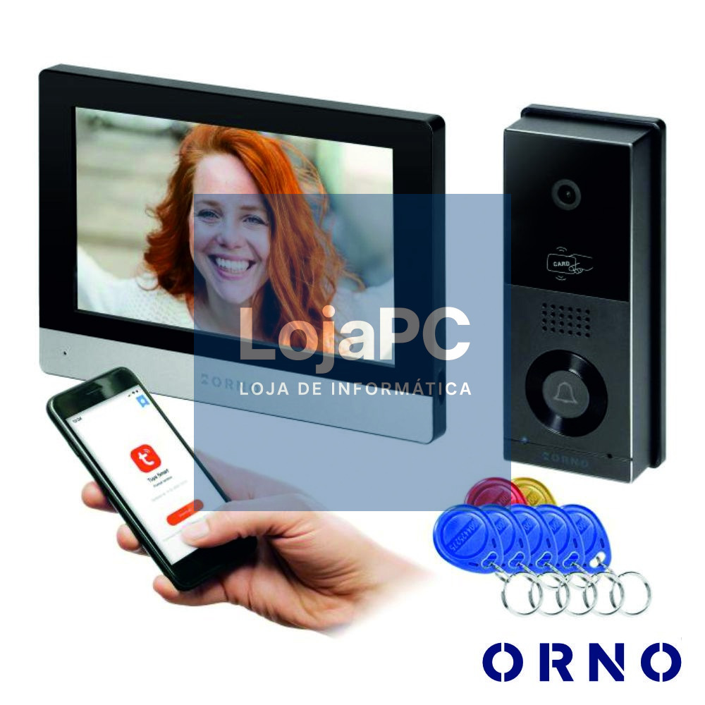 Vídeo Porteiro C/ LCD 8" HD RFID Preto WIFI ORNO