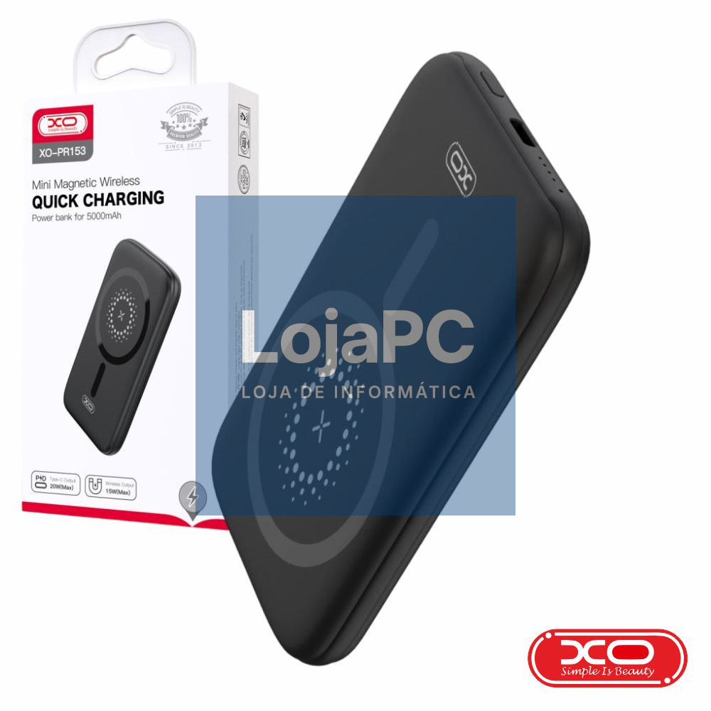 Powerbank 5000mAh QI 2 USB-A / 1 USB-C Preto XO