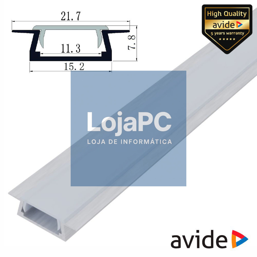 Perfil De Alumínio C/ Abas P/ Fita LED 1m AVIDE