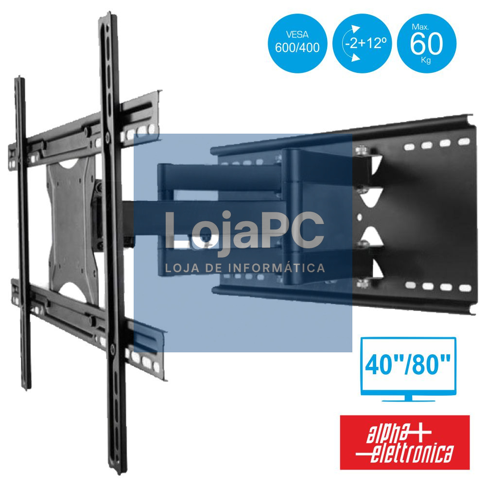 SUPORTE LCD/LED 40/80" -2º/+12º VESA 600/400 60KG