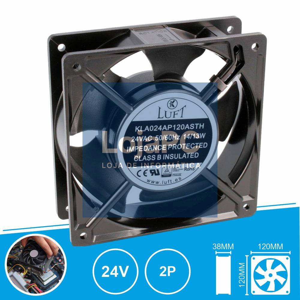 Ventoinha 24V 120x120x38mm 2 Pinos KLA024AP120ASTH LUFT