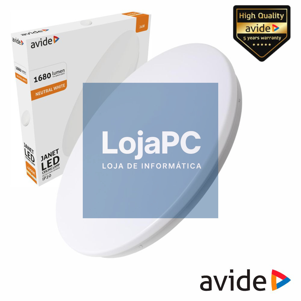 Aplique LED Redondo 24W 380mm 4000K 1680lm Janet AVIDE