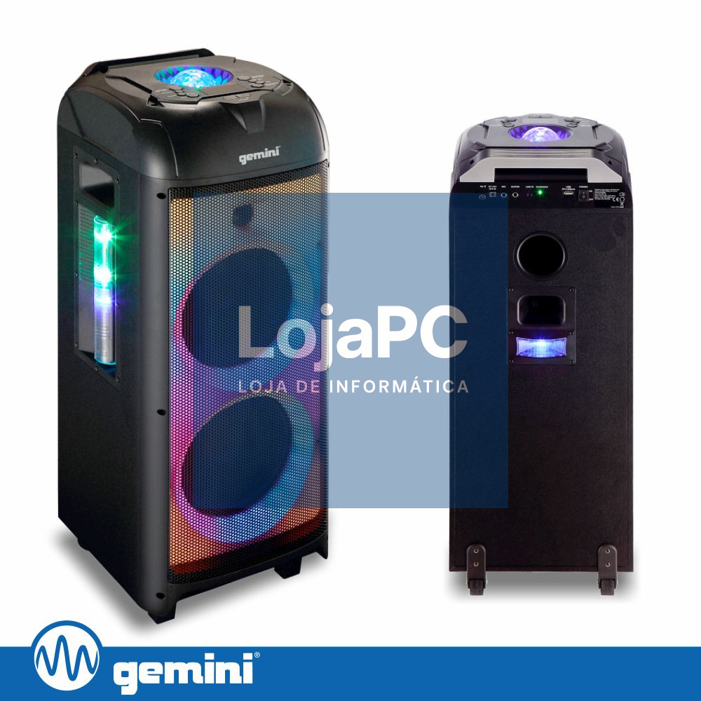 Coluna Amplificada 2x8" 1000W USB/FM/AUX/BT/TWS GEMINI