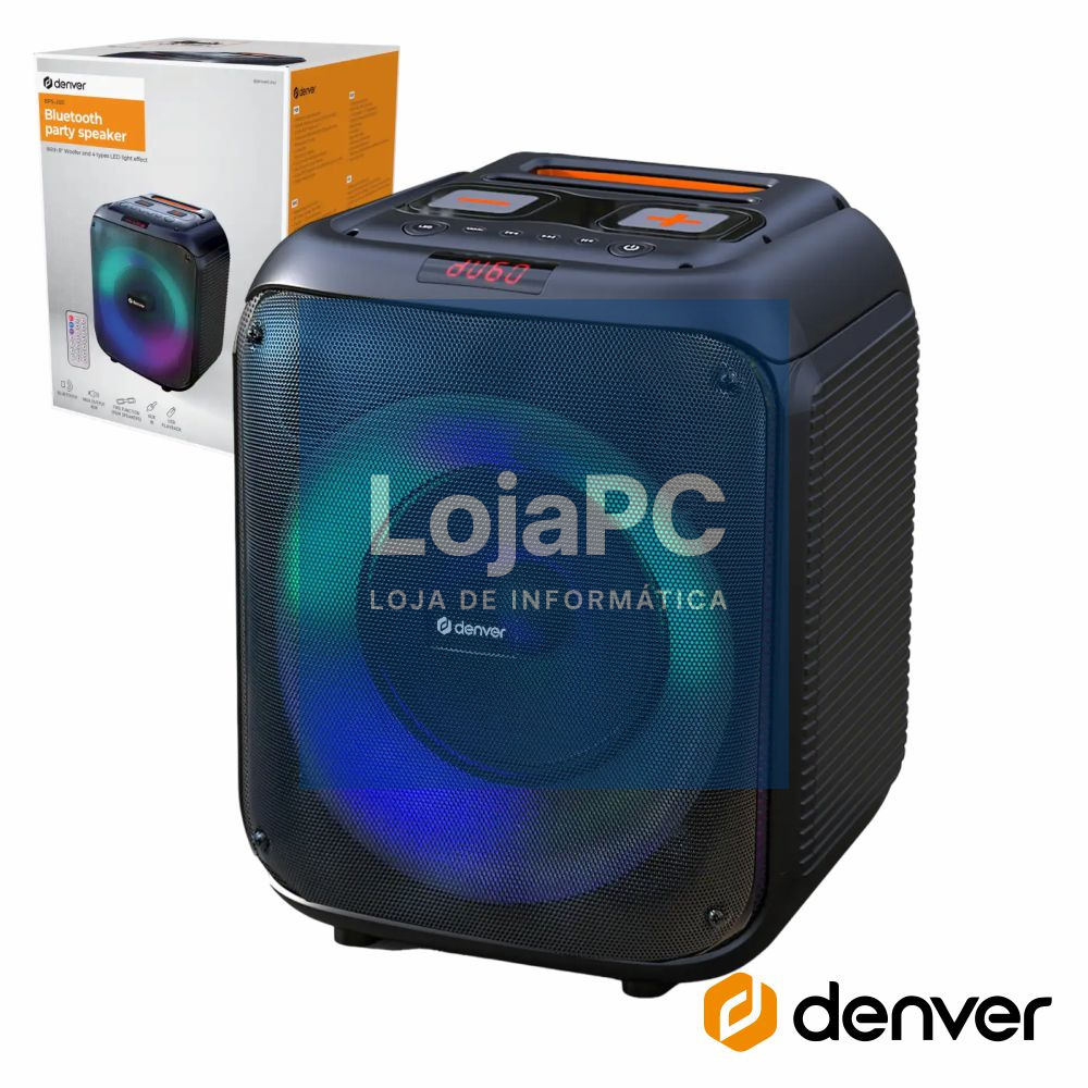 Coluna Amplificada 8" Bluetooth Bat/USB/AUX/SD DENVER