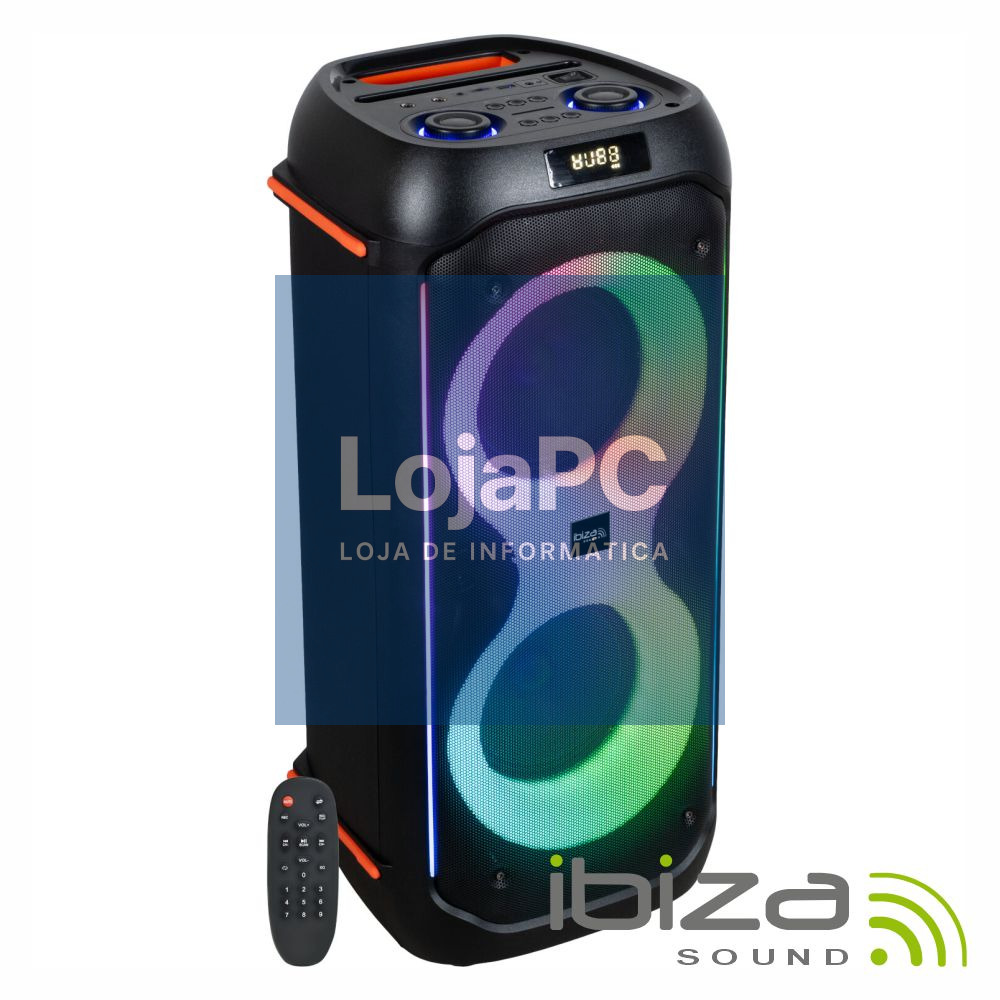 Coluna Amplificada 2x6.5" 600W USB/SD/AUX/BT LED TWS IBIZA