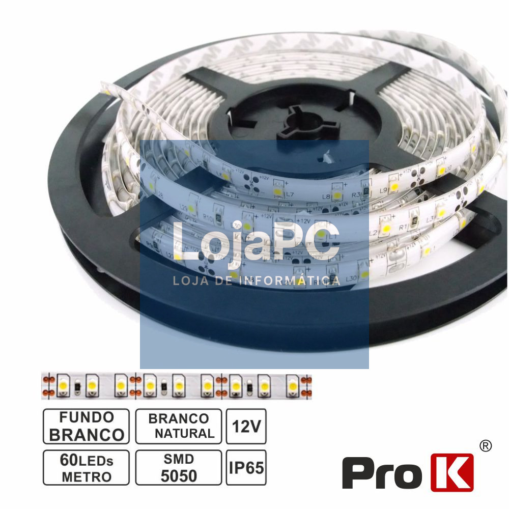 Fita 300 LEDS 5050 Impermeável 4000K 12V 5m PROK