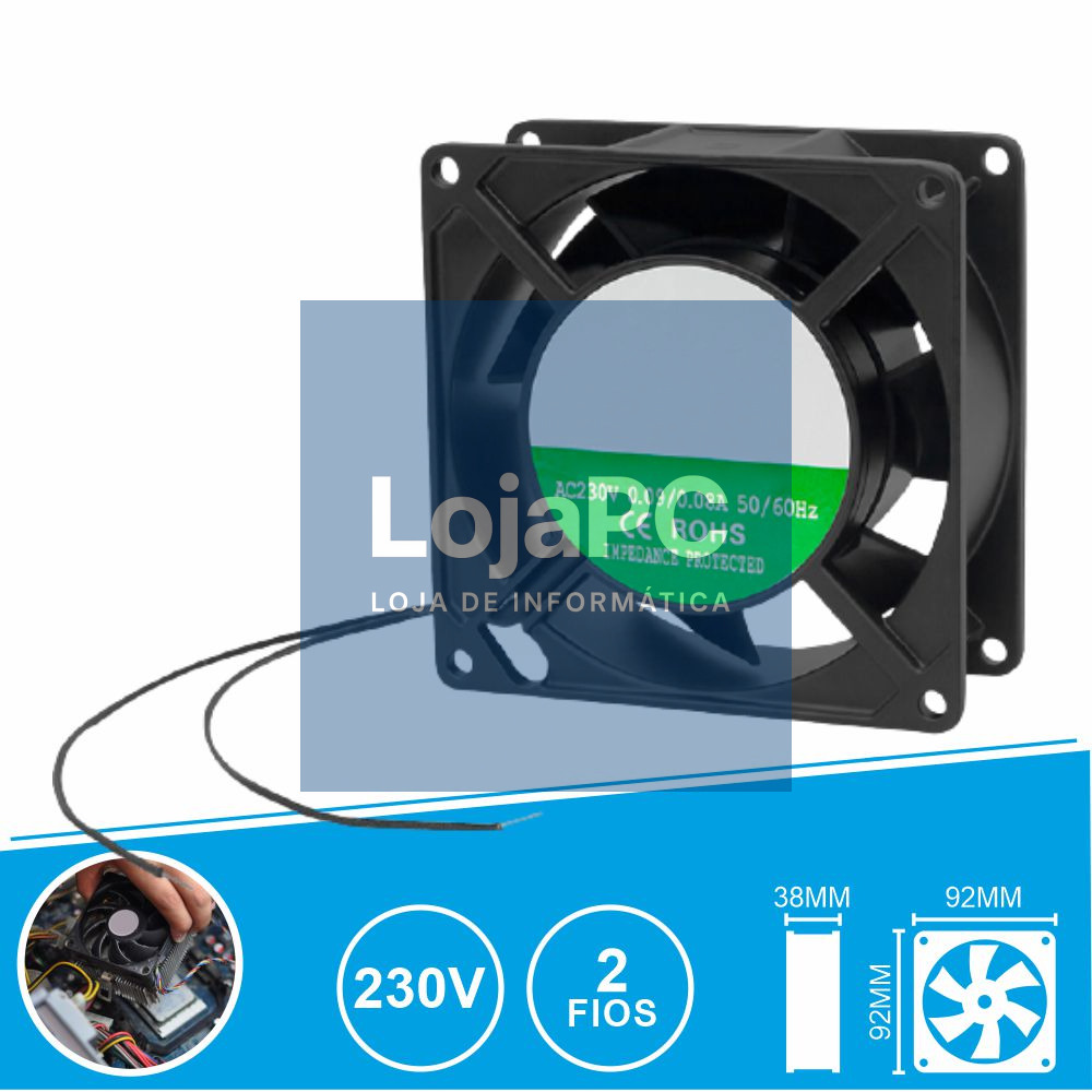 Ventoinha 230V 92x92x38mm 2 Fios
