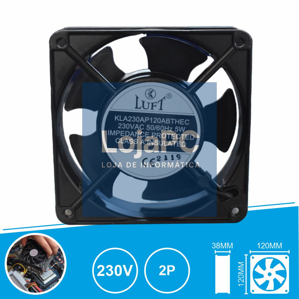 Ventoinha 230V 120x120x38mm 2 Pinos KLA230AP120ABTHEC LUFT