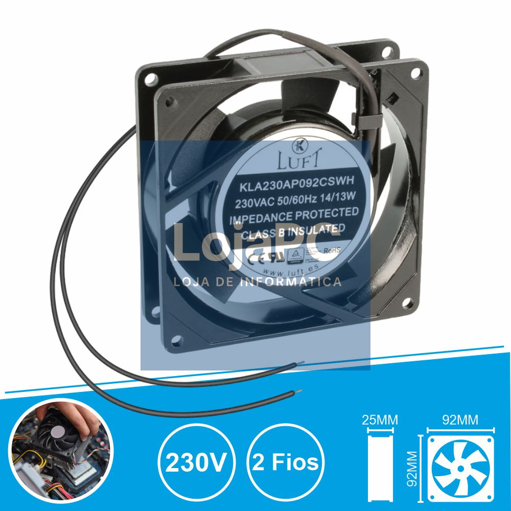Ventoinha 230V 92x92x25mm 2 Fios KLA230AP092CSWH LUFT