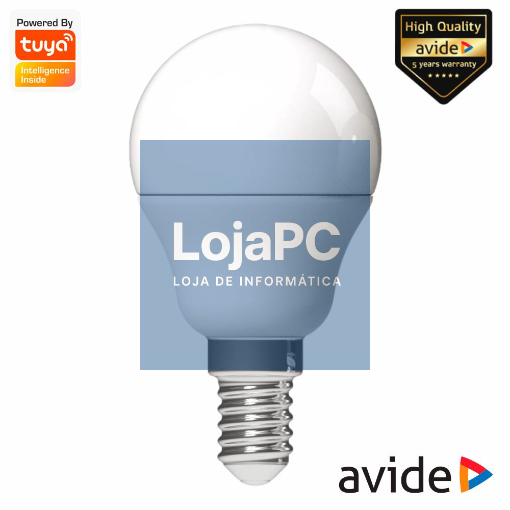 Lâmpada E14 Dimável 4.9W LED MiniGlobo RGBW WIFI TUYA AVIDE