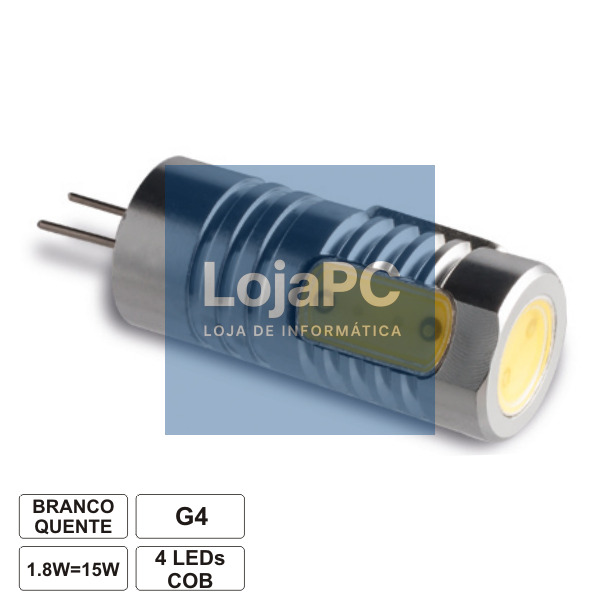 LÂMPADA G4 1.8W 12V 1 LED SMD COB BRANCO QUENTE