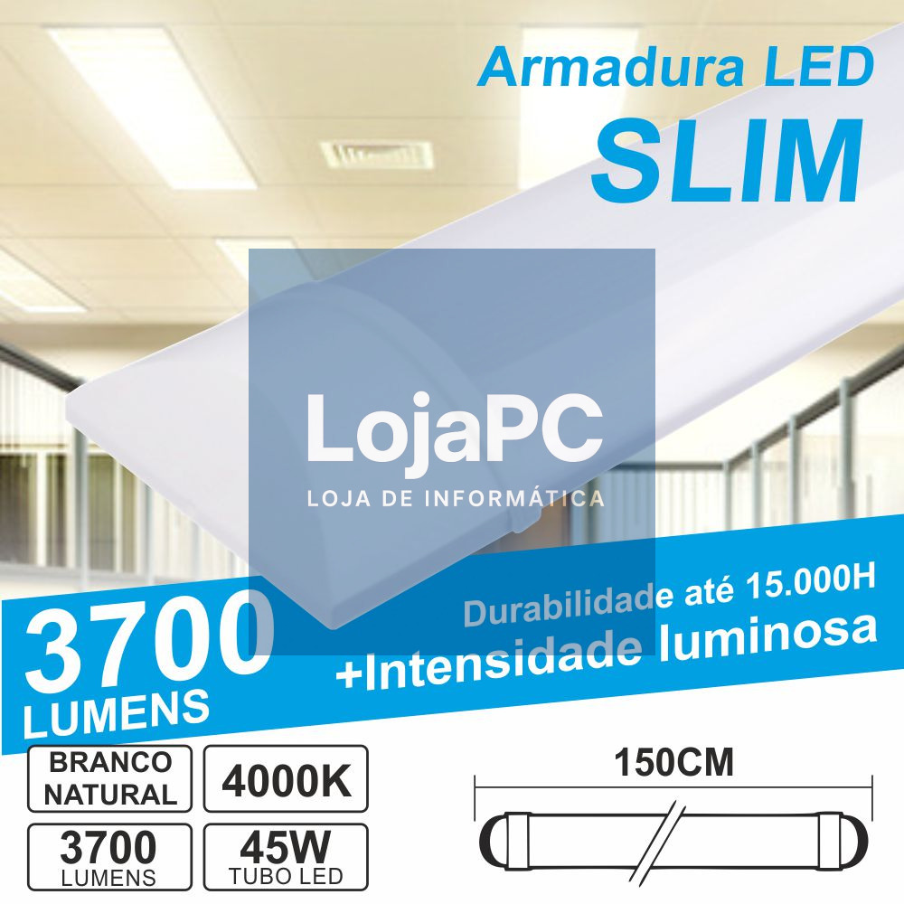 Armadura LED Batten Slim 45W 1.5m IP20 4000K 3700lm