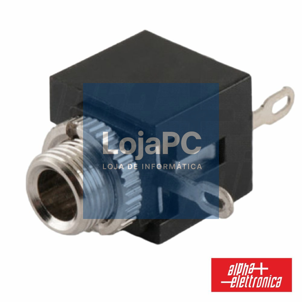 Ficha Jack 3.5mm Fêmea P/Chassis Preto Mono