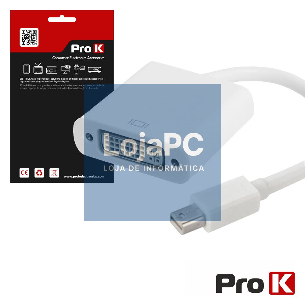 ADAPTADOR MINI DISPLAYPORT MACHO / DVI FÊMEA PROK