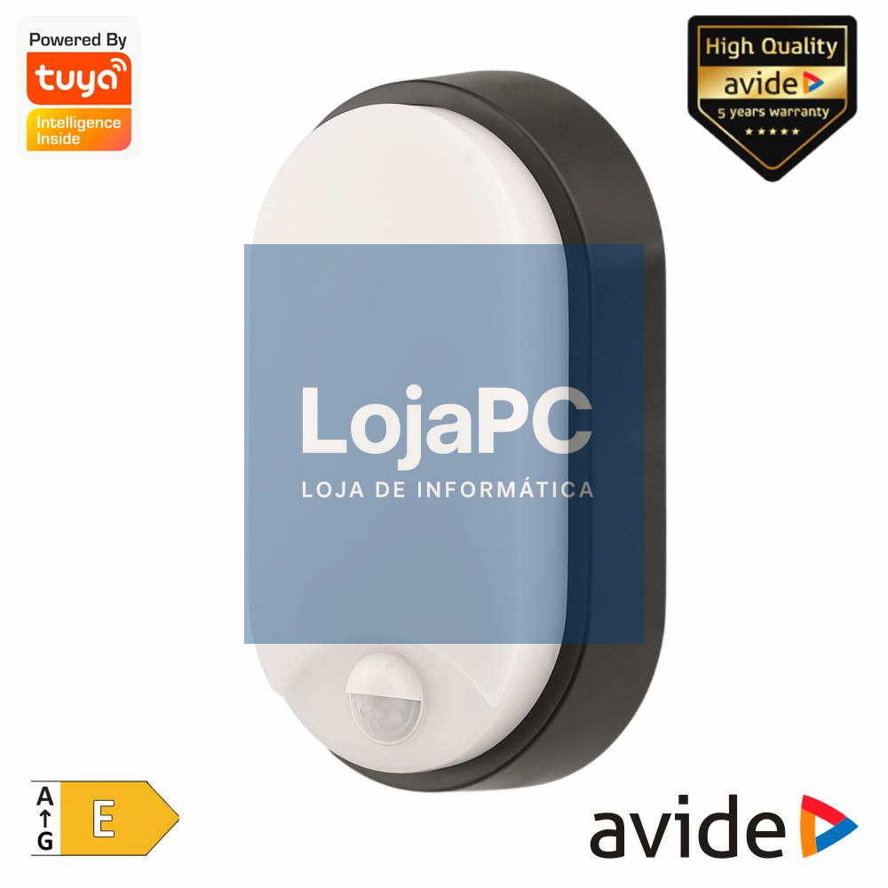 Aplique LED Oval CCT 14W 1700lm IP65 PIR AVIDE