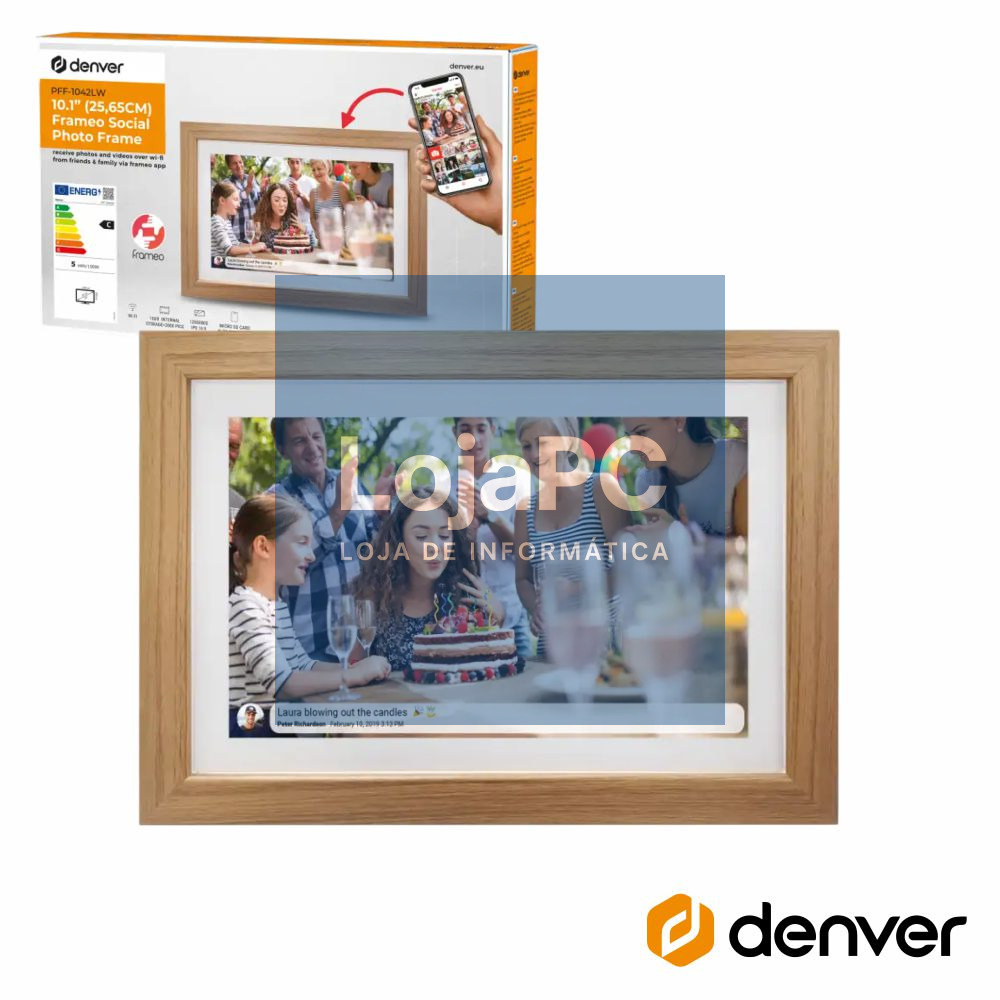 Moldura Digital FRAMEO 10.1" Madeira de Carvalho DENVER