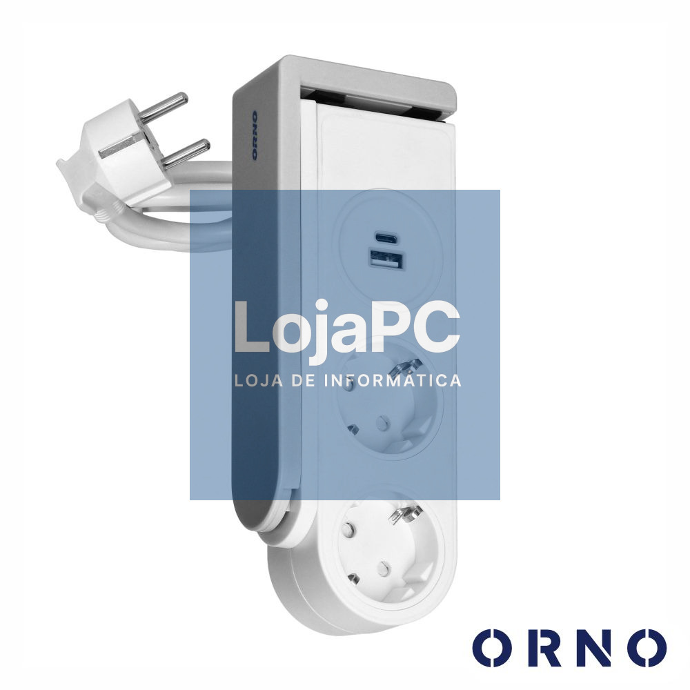 Extensão Elétrica 2x Schuko 2xUSB C/ Suporte P/ Mesa ORNO