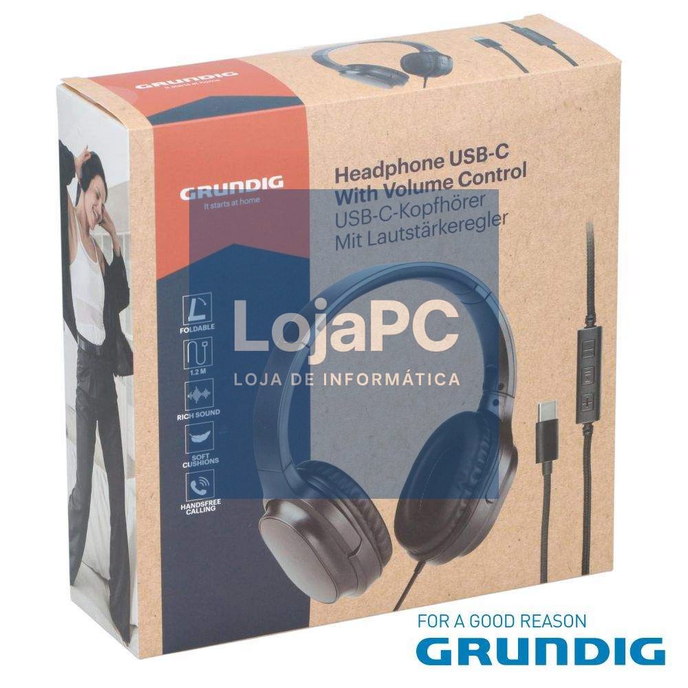 Auscultadores C/ Fio Stereo USB-C GRUNDIG