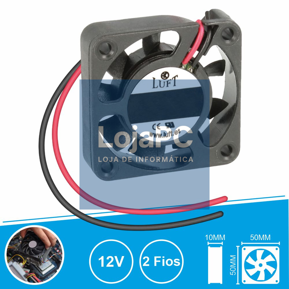 Ventoinha 12V 50x50x10mm 2 Fios KLD024PP050GSWH LUFT