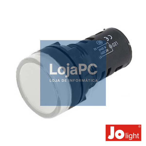 LUZ PILOTO REDONDO DE PAINEL 29MM 12V BRANCO JOLIGHT