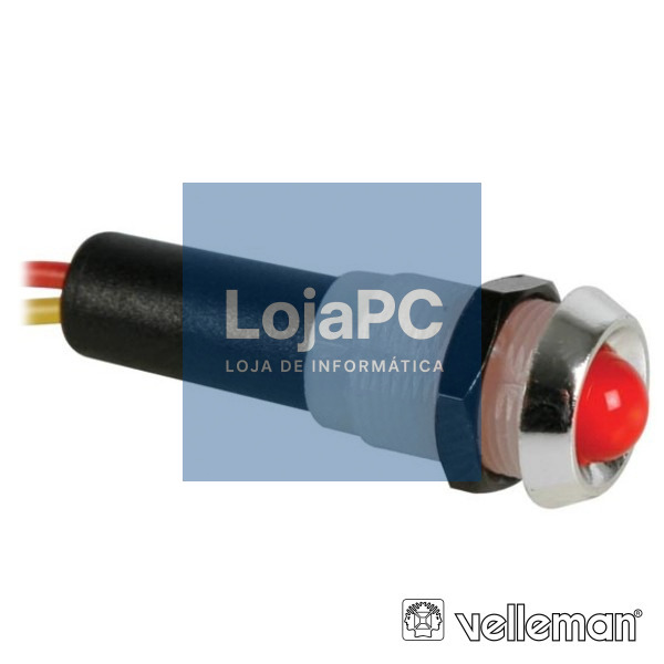 LED PILOTO 12V VERMELHO CAIXA ABS CROMADA VELLEMAN