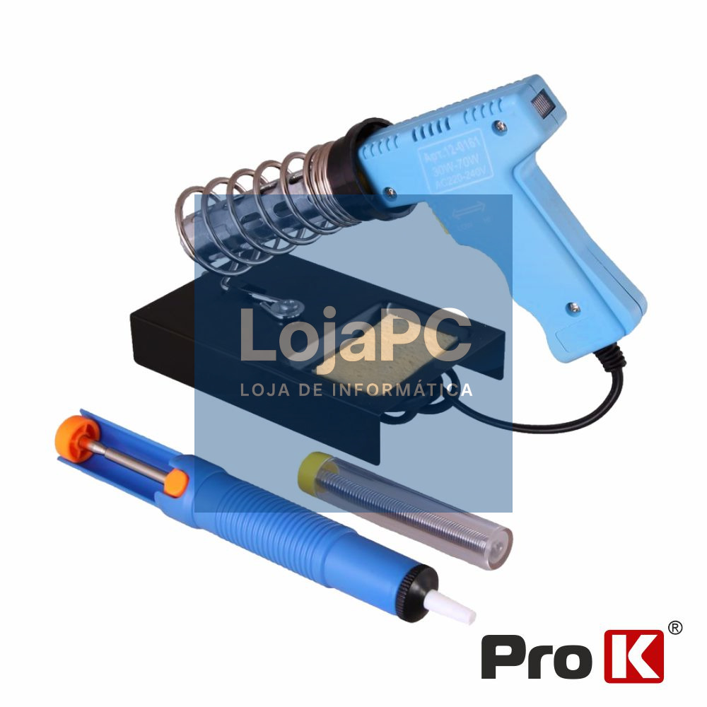 Kit Soldadura Ferro 30/70W Dessoldador/Suporte/Solda
