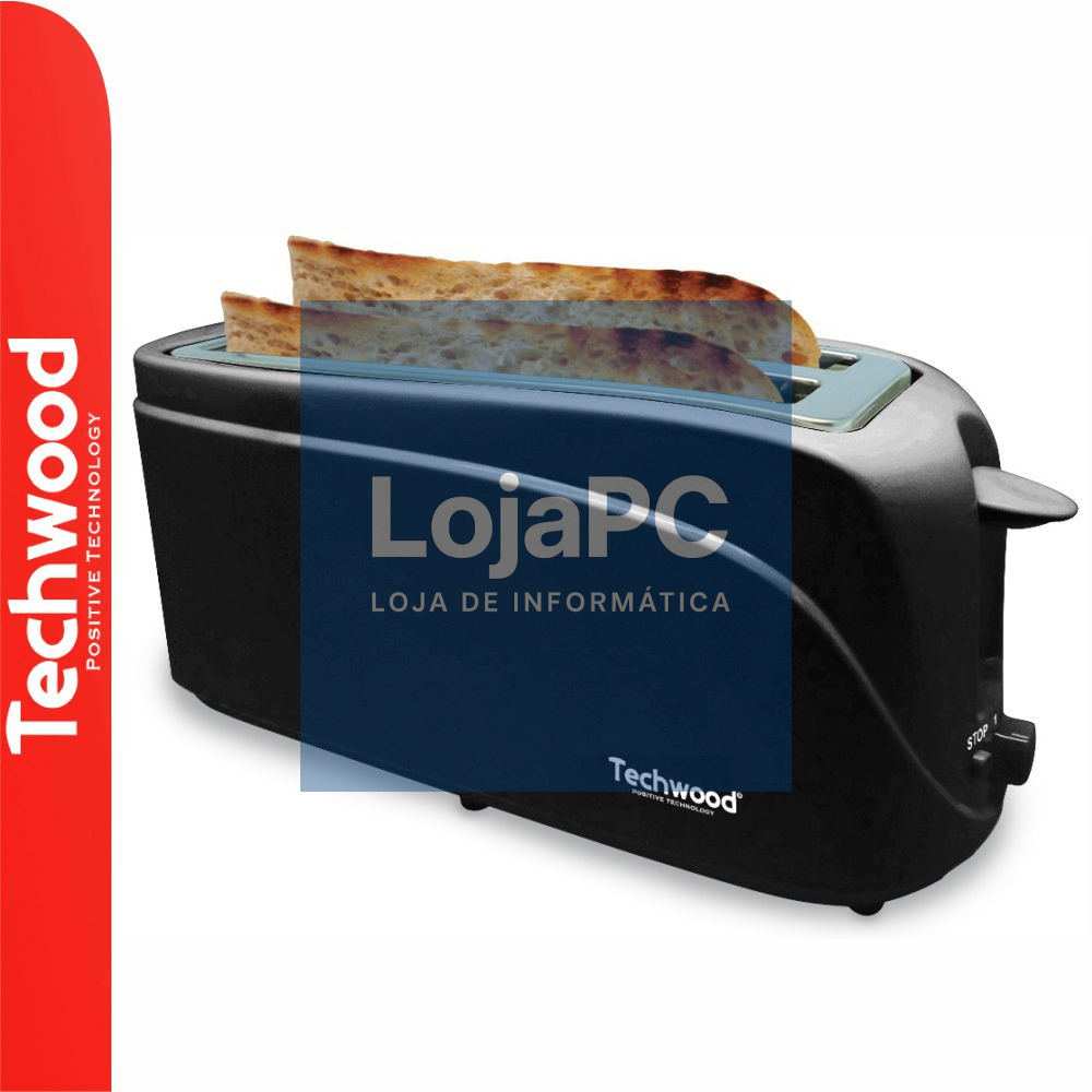 Torradeira 2 Ranhuras Compridas 1300W Preta TECHWOOD