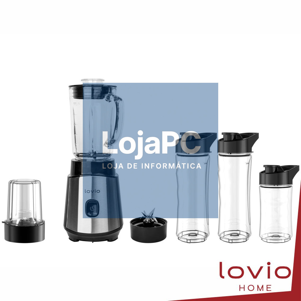 Liquidificador 500W 0.6L C/ 3x Garrafas e Moinho LOVIO