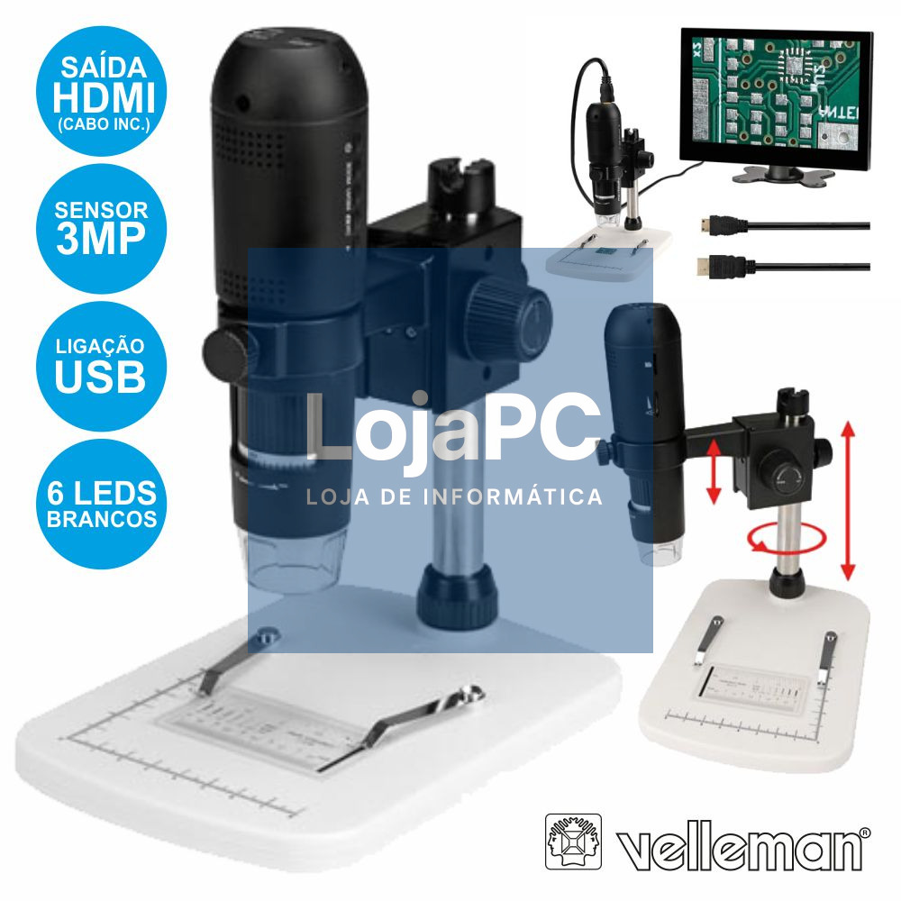 MICROSCÓPIO DIGITAL 3MP USB C/ AMPLIAÇÃO 10-200X