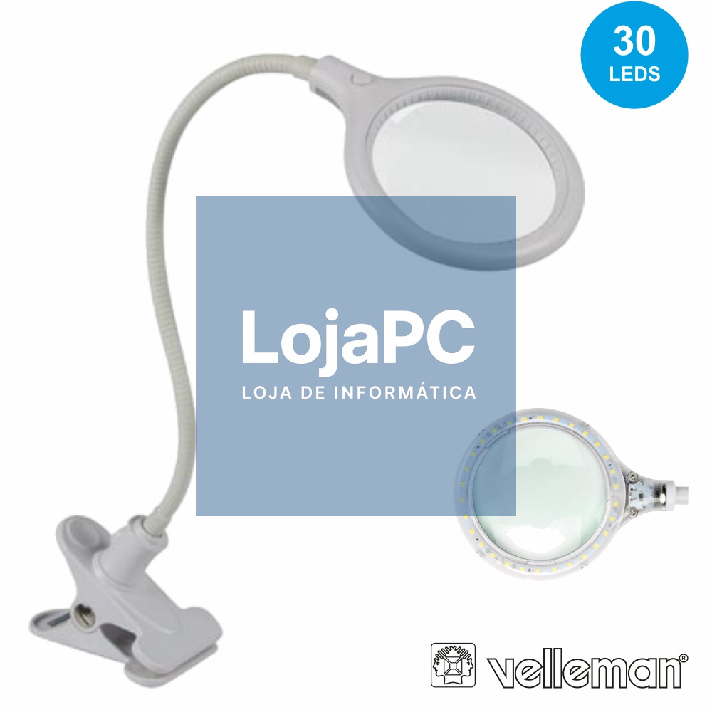 CANDEEIRO C/ LUPA BANCADA 5 DIOPTRIAS 30 LEDS 6W VELLEMAN