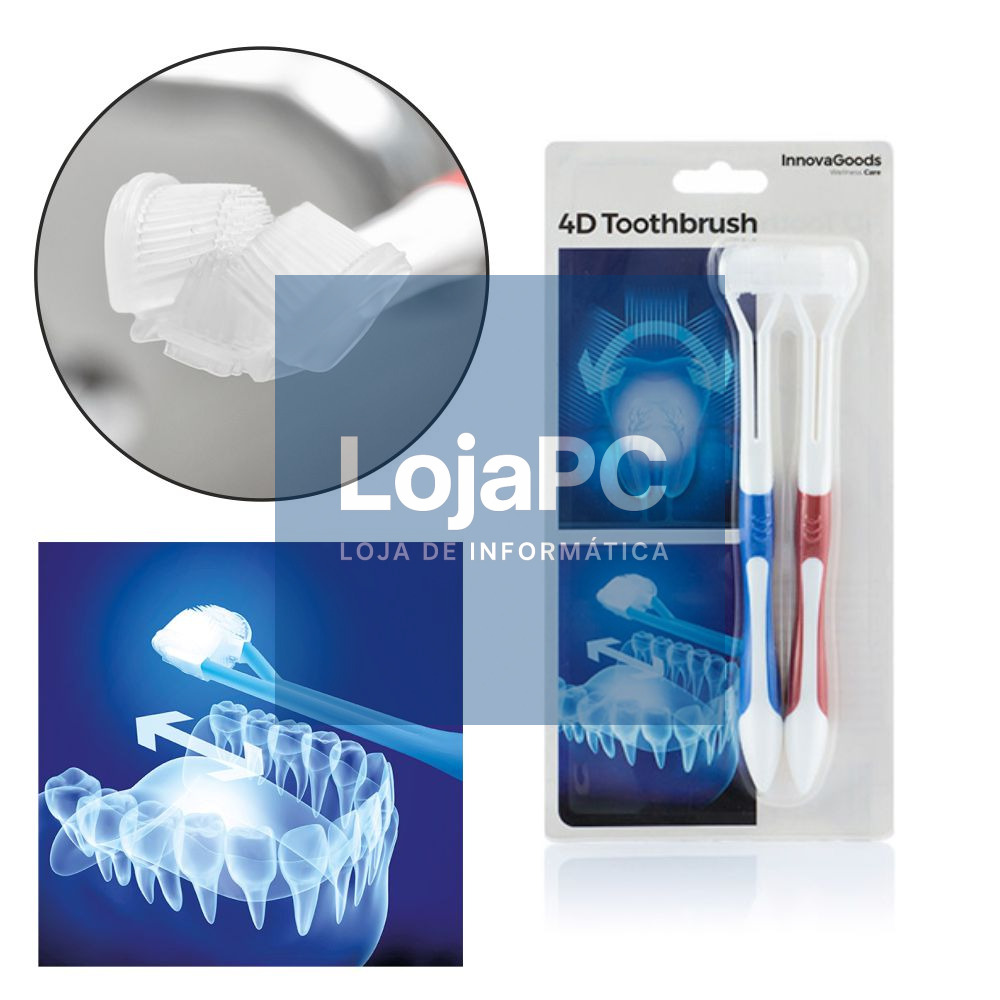 ESCOVA DE DENTES 4D C/ CABEÇA TRIPLA 45º 2X