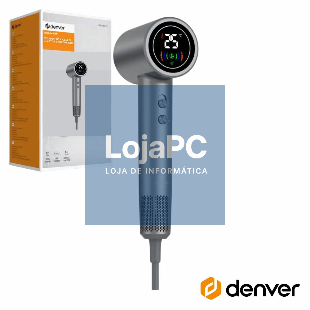 Secador de Cabelo C/ Motor Brushless 1400W Cinzento DENVER