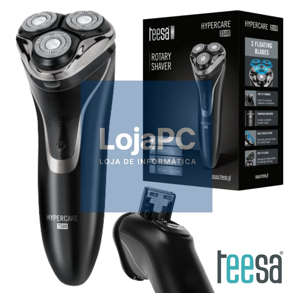 Máquina Barbear Portátil 3W 7200RPM Pilhas IPX6 TEESA