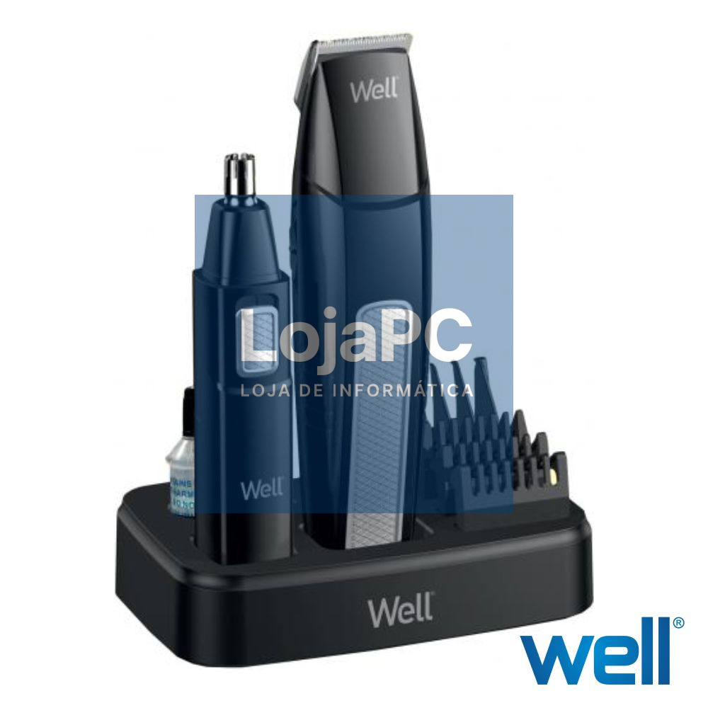 Conjunto Máquina Barbear, Pente e Depilador Nasal WELL