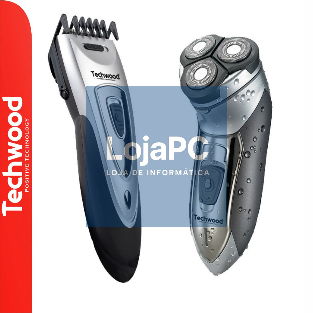 Conjunto de Máquina Barbear e Máquina de Aparar TECHWOOD