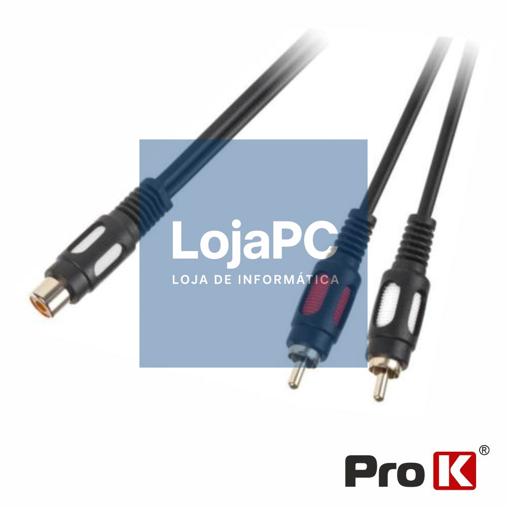Cabo RCA Fêmea / 2-RCA Macho Dourado 25cm PROK