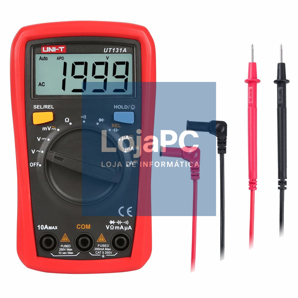 Multímetro Digital 250V 10A 200MOhm Capacitância UNI-T