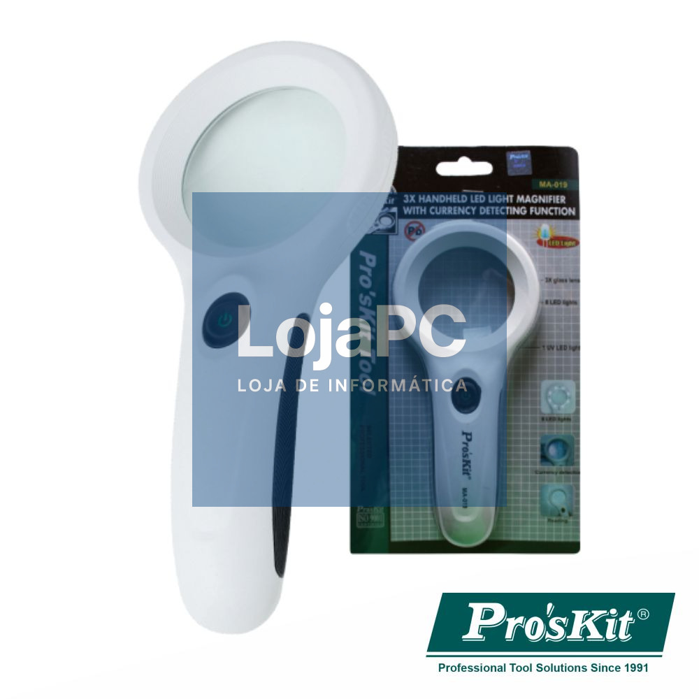 LUPA C/ ILUMINAÇÃO 8 LEDS 1 LED UV PROSKIT
