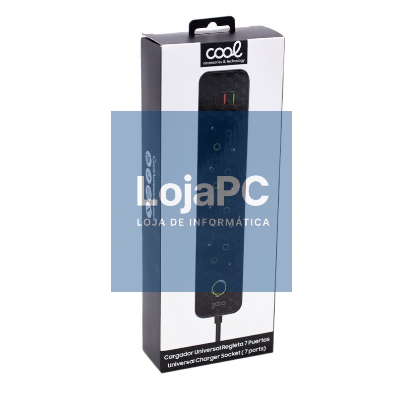 COOL Multi-Port Universal Charger (7-Port Power Strip) Black — imagem 3