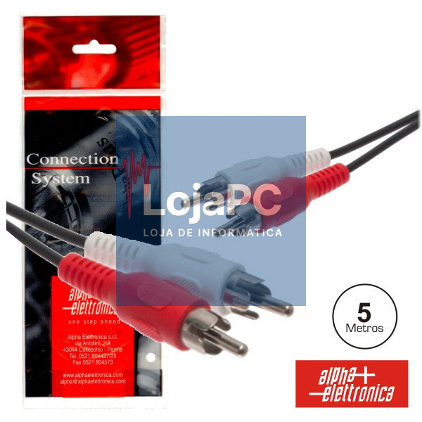 CABO 2-RCA MACHO / 2-RCA MACHO 5M PVC POLYBAG