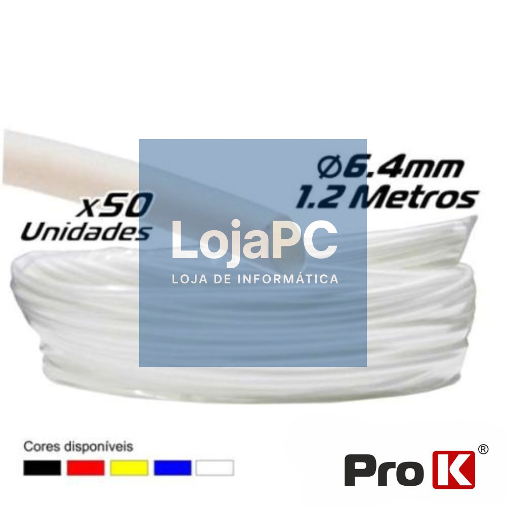 TUBO MANGA TERMORETRÁCTIL 6.4MM 1.2M 50X BRANCO PROK