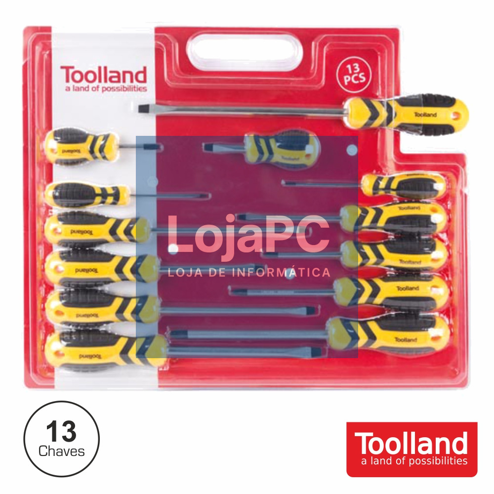 CONJUNTO DE 13 CHAVES FENDAS E PHILIPS TOOLLAND