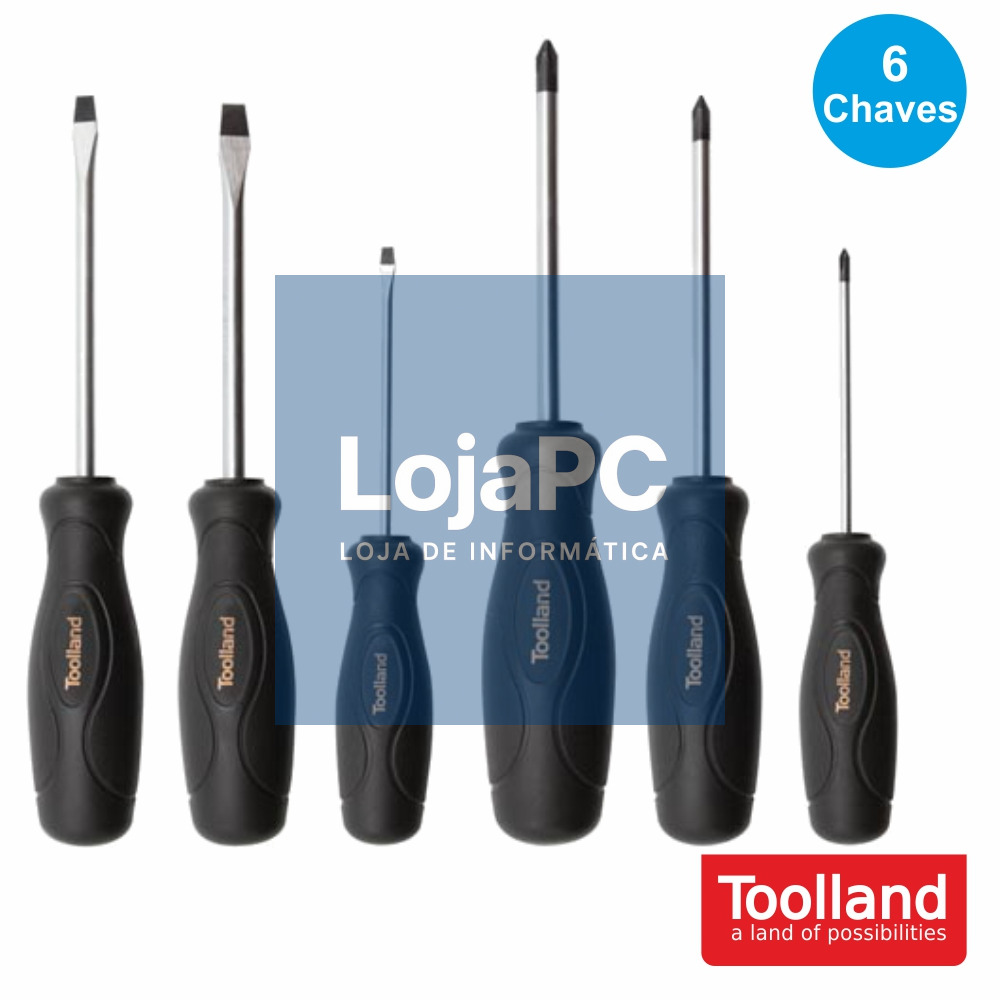 CONJUNTO DE 6 CHAVES FENDAS E PHILIPS TOOLLAND