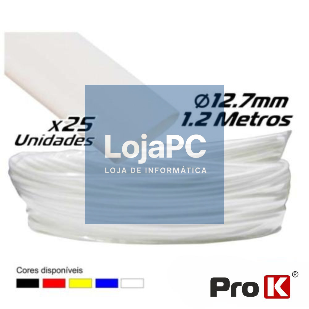 TUBO MANGA TERMORETRÁCTIL 12.7MM 1.2M 25X BRANCO PROK