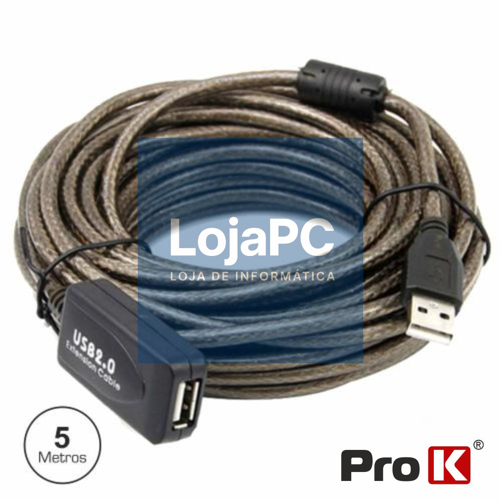 CABO USB-A 2.0 MACHO / USB-A FÊMEA AMPLIFICADO 5M PROK