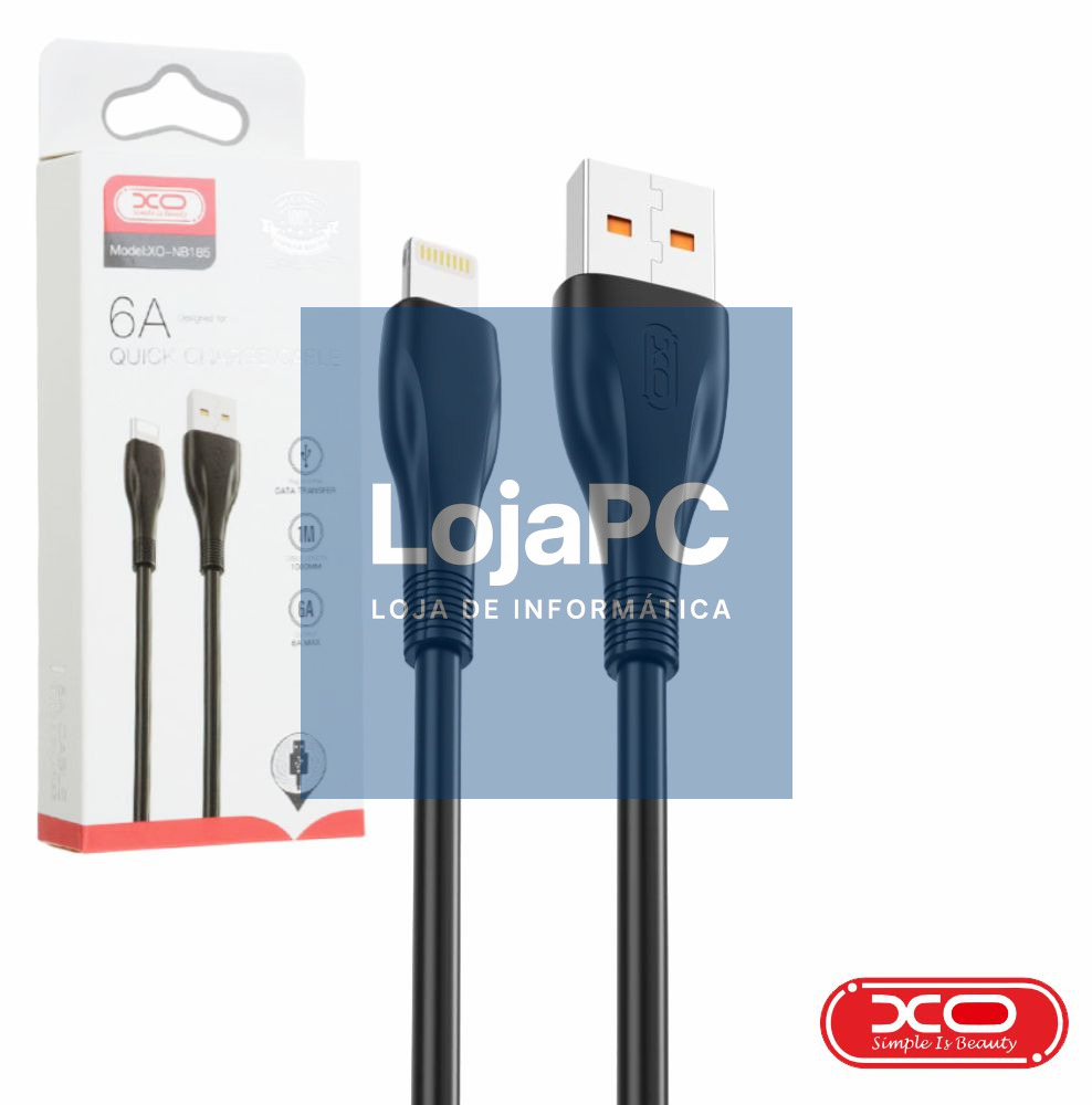 Cabo USB-A Macho / Lightning Macho 1m Preto XO