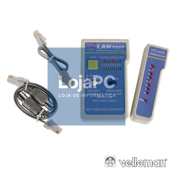 TESTADOR DE CABOS RJ45/RJ12/RJ11/RJ10/BNC