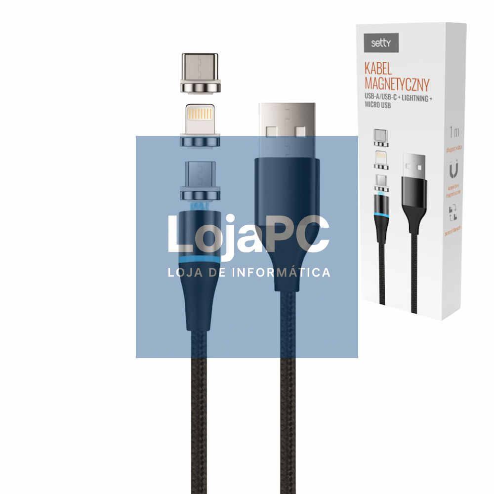 Cabo USB-A 2.5A Macho C/ 3 Conectores Magnéticos 1M